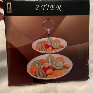 Infinity small 2 tier ceramic serving dish NIB